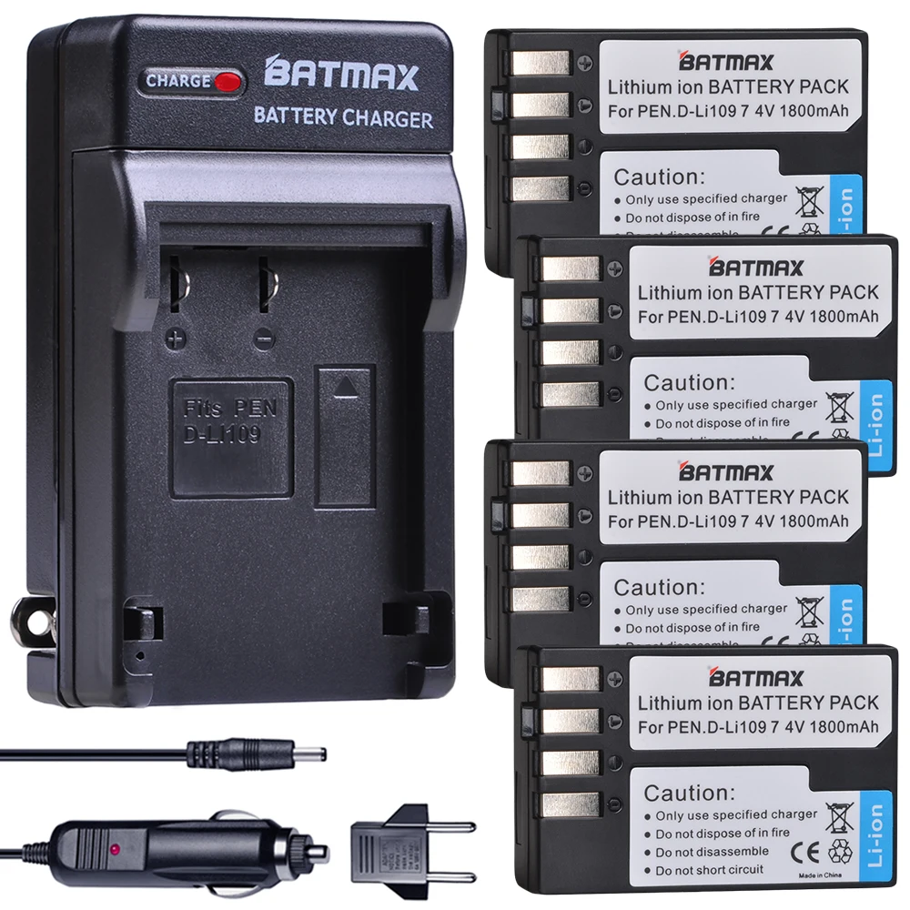 Batmax D-Li109 D Li109 Batteria Akku + Caricabatteria Da Auto Digitale Per Pentax K-R K-2 Kr K2 Kr K30 K50 K-30 K-50 K500 K-500