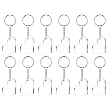 

30 Pcs Acrylic Keychain Heart Shape Key Chain Blank Acrylic Key Ornaments