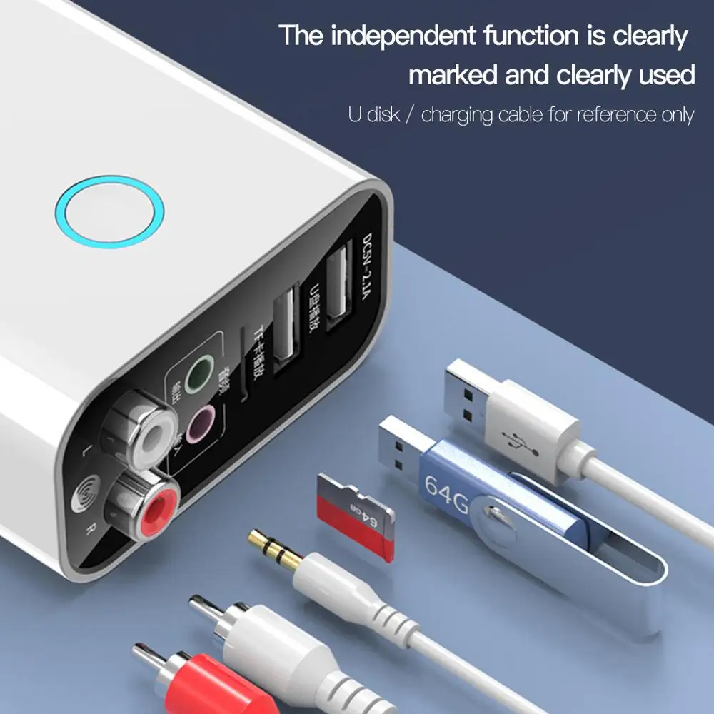 VAORLO EU US Wireless Adapter Bluetooth 5.0 Receiver Transmitter TF/U Disk Play QC2.0 Charge For Headphone TV IR APP Control bluetooth adapter bluetooth audio receiver bluetooth transceiver adapter audio adapter bluetooth aux adaptor wireless usb adapter