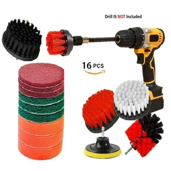 

16 In 1 Drill Brush Set, Extend Long Attachment, Scrub Pads, Sponge, Power Kit