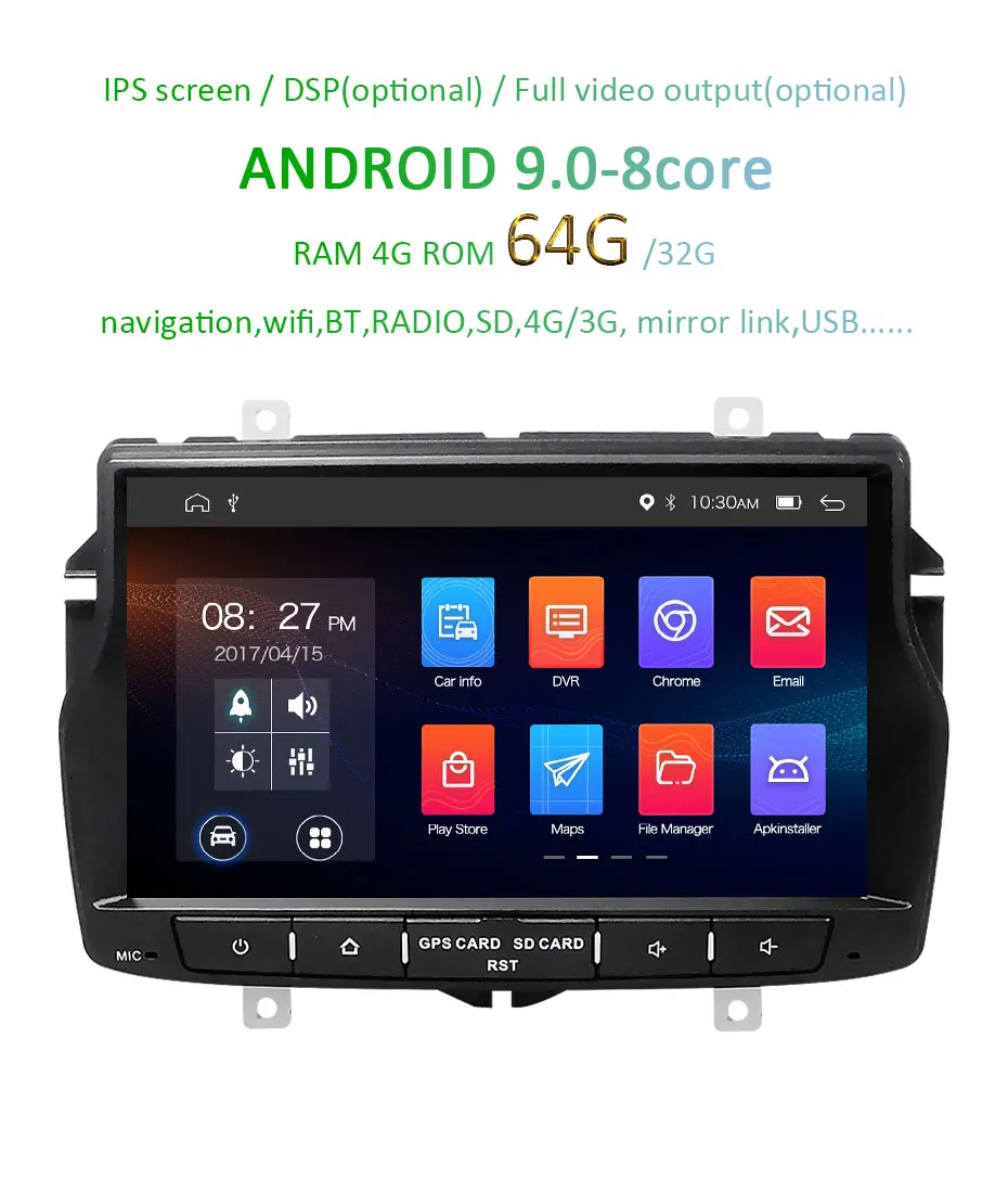 Top DSP IPS Android 9.0 4G 64G CAR GPS RADIO For Lada Vesta 2015-2018 STEREO NAVIGATION multimedia tape recorder pc NO dvd player 2