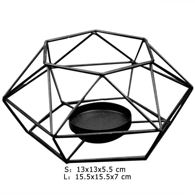Геометрическая, Шестигранная форма подсвечник металлический Железный полый подставка для свечи Свадебная украшения с короткими свечами декоративные аксессуары для дома