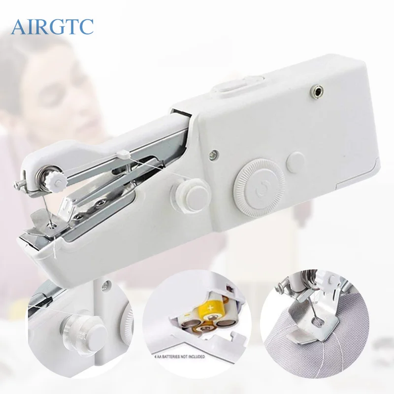 

Portable Mini Hand Sewing Machine Household Cordless Electric Stitch Needlework Set for Quick Repairs DIY Clothes Stitchin