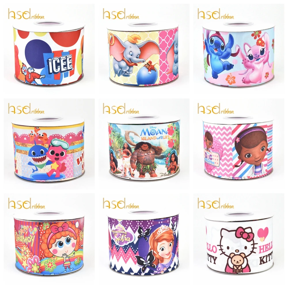 

HSDRibbon 22MM 25MM 38MM 50MM 75mm hsd-design Series HT on Grosgrain Ribbon for diy hair bow ribbon