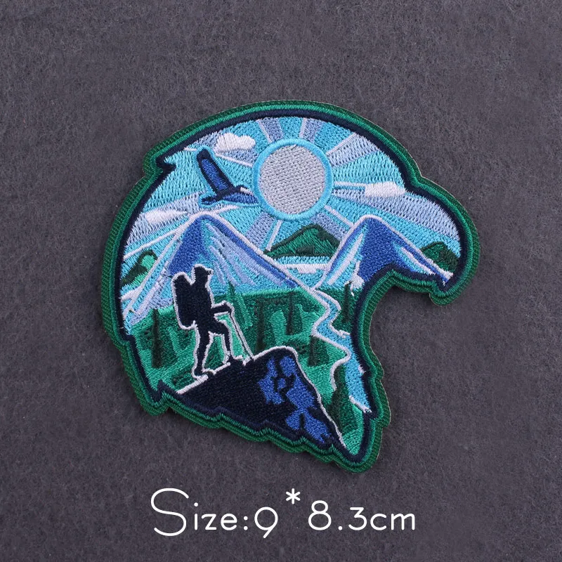 DIY Wildnis Patches Stickerei Patch Für Kleidung Eisen auf Patches auf Kleidung Whale Landschaft Berg Patch Abzeichen für Kleidung – Detail 10