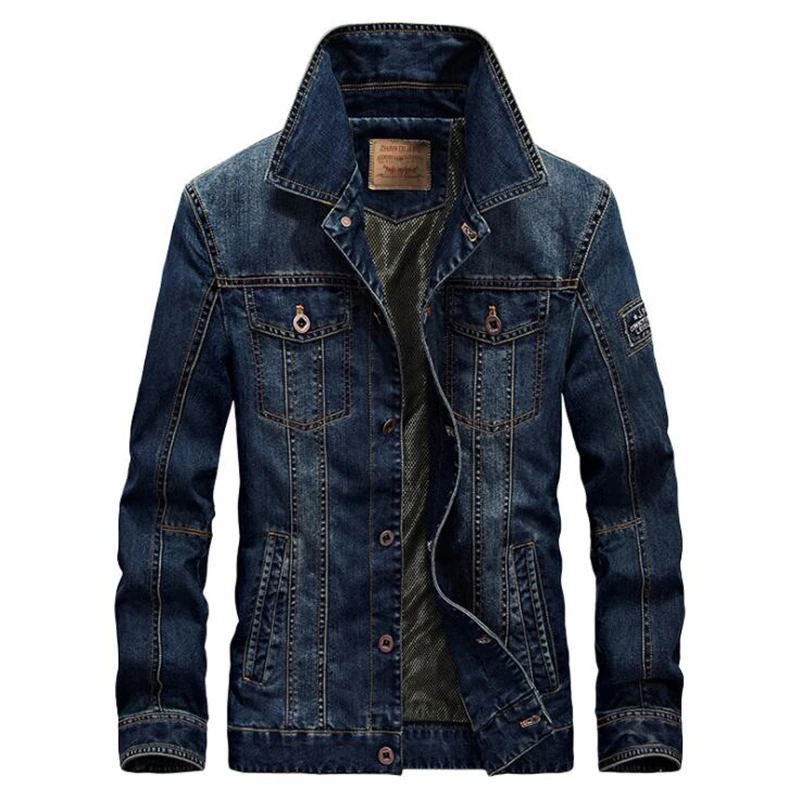 

Nice Tide Brand Denim Jacket Men Autumn Winter Fashion Cowboy Coat Male Turn-down Military Jeans Bomber Jacket Men Outwear 5XL