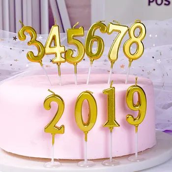 

Happy Birthday Cake Topper Gold Silver Rose Gold Number Candles Birthday Cake Decoration Baby Shower Annivesary Party Supplies