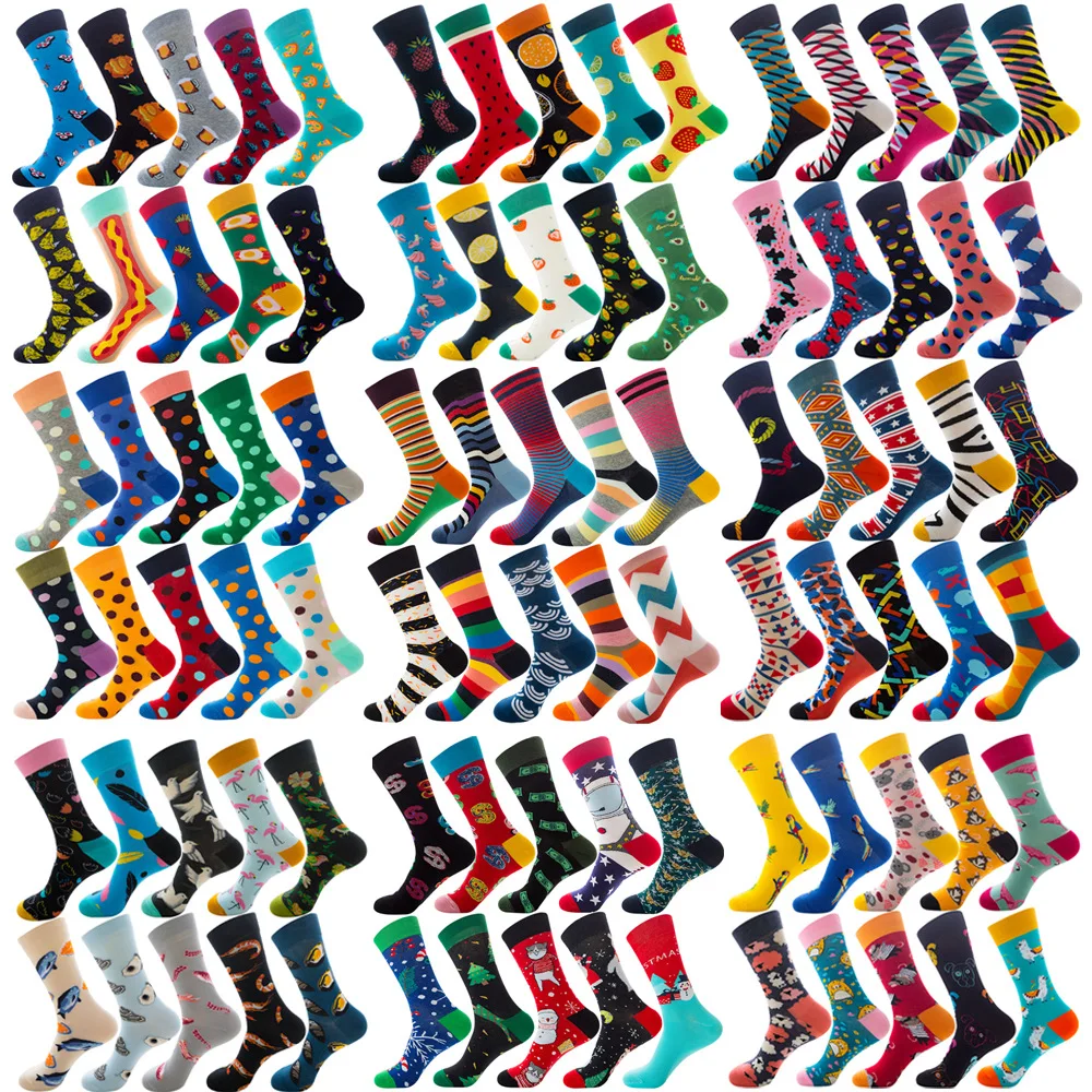Women Funny Men Sock Shark Cotton Personality Happy Art Van Gogh World Famous Painting Female Socks Oil Christmas gift | Мужская одежда