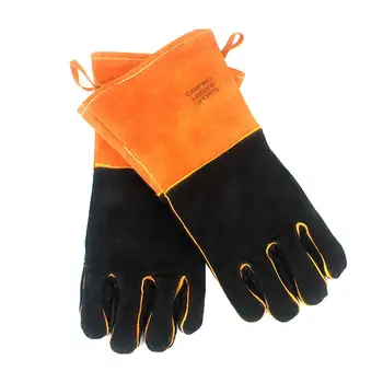

BBQ Gloves Long Premium Leather Gloves Grill and Fireplace Gloves Working Protect Gloves Thicken Cowhide Gloves