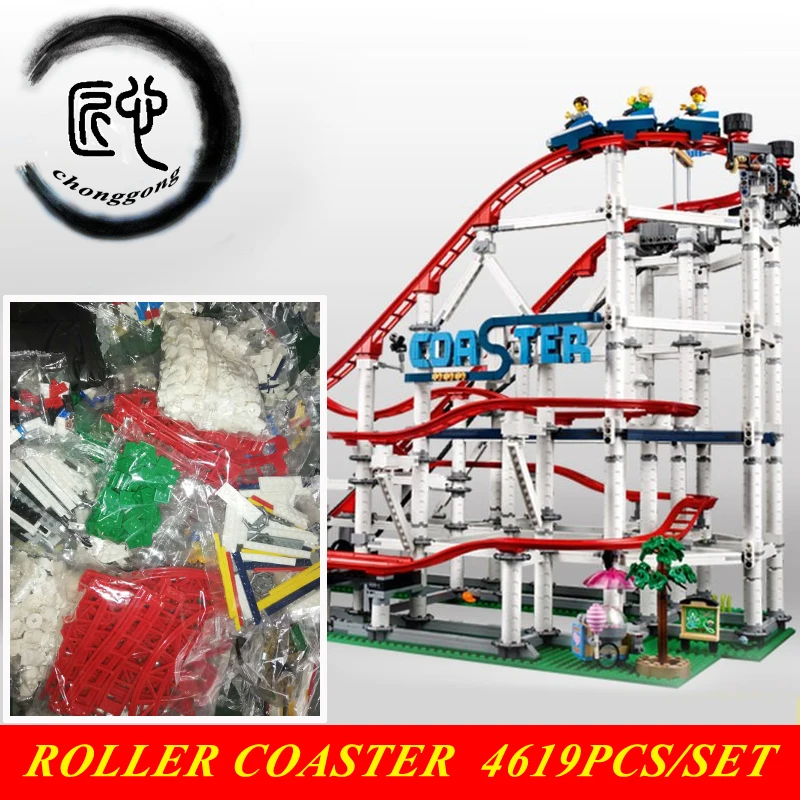 

New 4619Pcs The roller coaster fit LeGINGlys10261 city creator technic figures Buidling Block Bricks Kids diy Toys birthday Gift