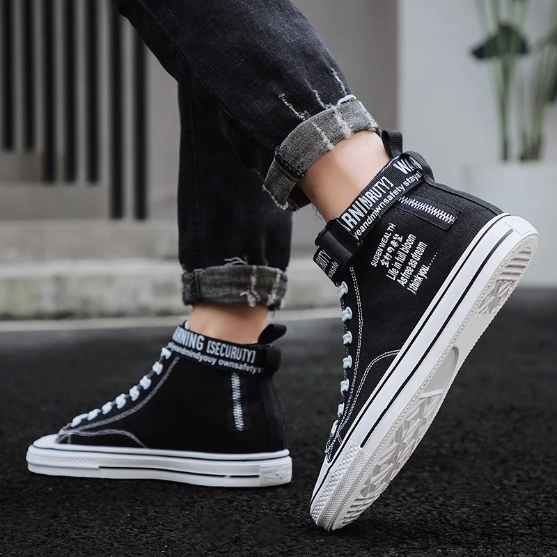 

2019 Paragraph Four Seasons Hight-top Canvas Shoes Men's Trend Hip Hop Board Shoes Village of Hope Street Youth Shoes Versatile