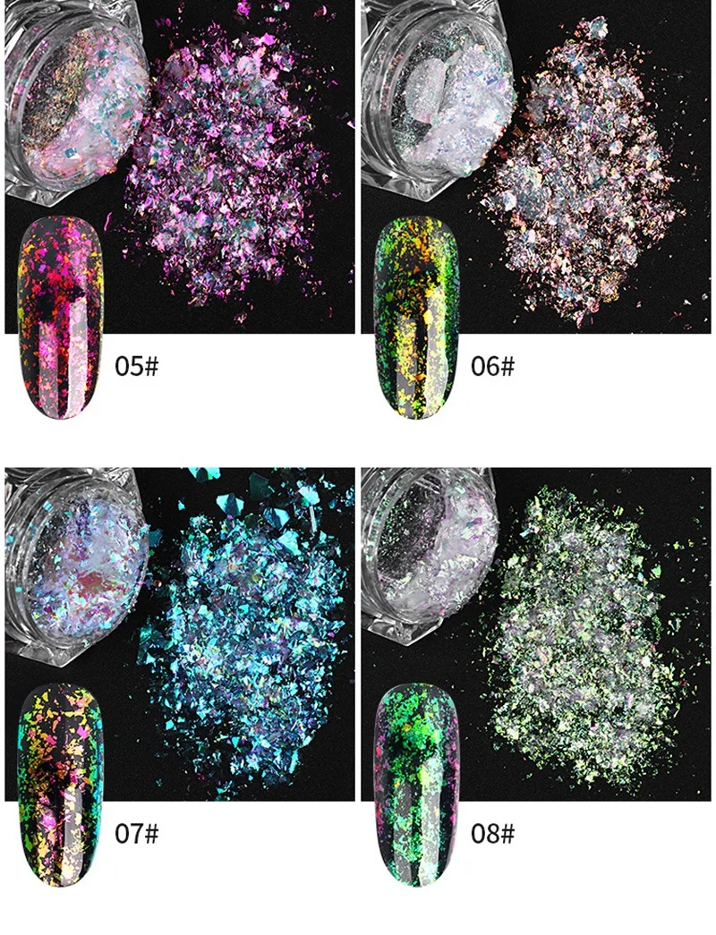 Florvida лазерные блестки для ногтей конфеты цвет крошечные Блестки для ногтей мелкие блестки для ногтей "хром" и блестки