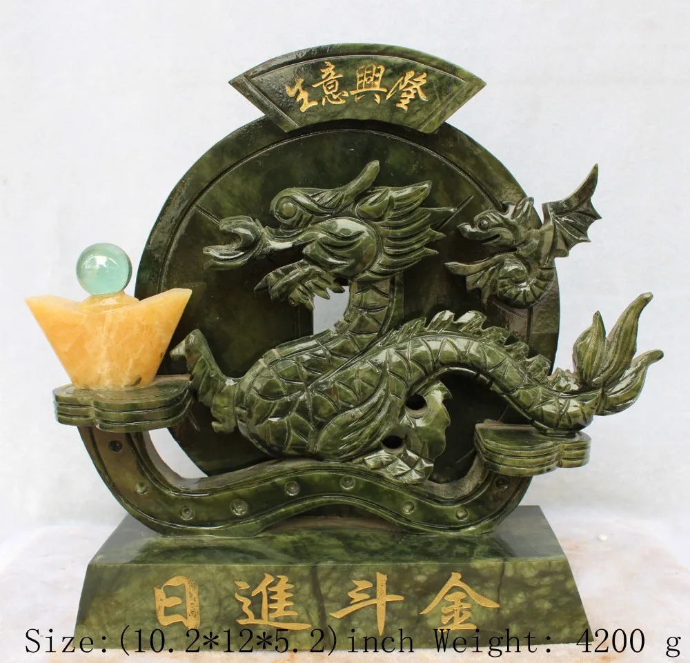 Jade de taiwan tallada a mano dragón negocio próspero negocio esta prosperando jade artesanica Decoracion del hogar