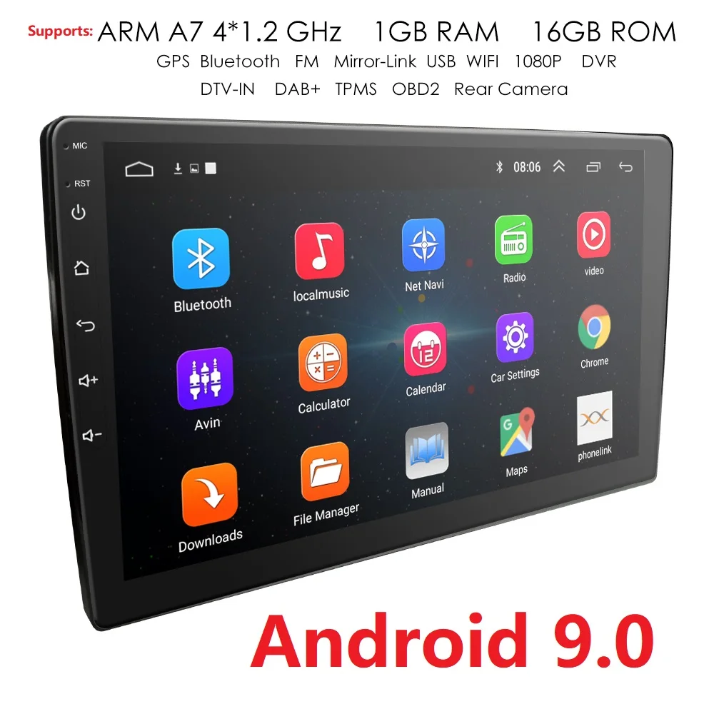 

Ossuret 2 Din Car NO-DVD GPS Navigation Radio Video Player Stereo Universal Radio Car Universal Multimedia Android 9.0 WIFI DAB