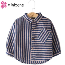 Коллекция года, рубашки для мальчиков и девочек повседневные блузки Camisa Masculina для девочек Детская Хлопковая одежда рубашка в полоску с длинными рукавами для маленьких мальчиков, L