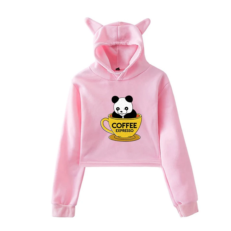 Забавная панда Kawaii толстовки женские Harajuku Толстовка розовая одежда уличная одежда толстовки Одежда для девочек зимние топы с длинными рукавами