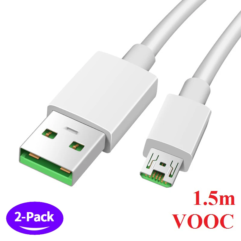 Micro USB VOOC кабель для OPPO R15 R11 R11s плюс R19 R17 pro быстро Зарядное устройство R5 R8107 R8109 R7S R7 R7T R7 R9 R9s плюс 5V 4A AK779 - Цвет: Two VOOC Cable 1.5m