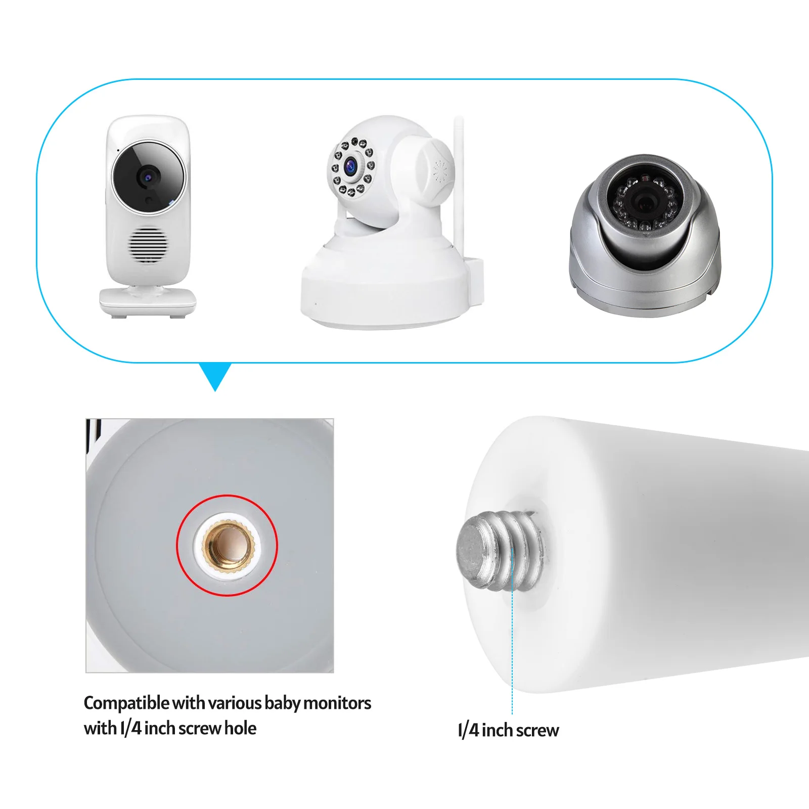 Baby Monitor Universal Baby Monitor Holder Versatile Twist Mount with 1/4 Inch Screw for Crib