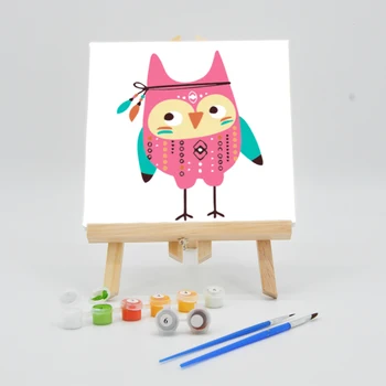 

Canvas Oil Painting By Numbers 20×20cm With Frame For Kids Cartoon Owl Picture Digital Paint Acrylic Arts Children Coloring Kits