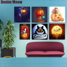 Счастливый Хэллоуин ретро-плакат Тыква металлическая жестяная вывеска домашний бар магазин вечерние декоративные тарелки сумасшедшая Кошка Ферма наклейки на стену N234