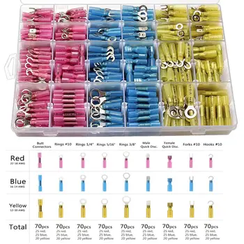 

630X Seal Waterproof Connectors Kit Heat Shrink Crimp Male Female Insulated Crimp Terminals AWG26-10 Electrical Wire Splice Butt