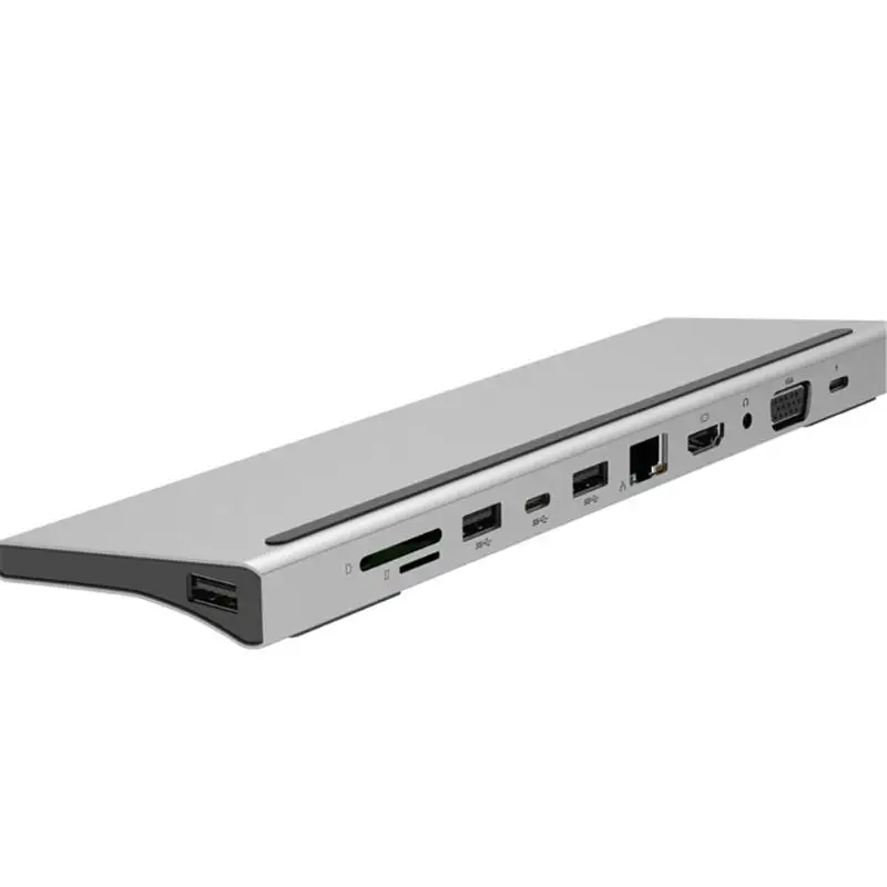 11 в 1 USB C концентратор 4K HDMI VGA 3,5 мм аудио USB-C USB3.0 RJ45 TF/SD кардридер PD Charing адаптер док-станции для MacBook Pro