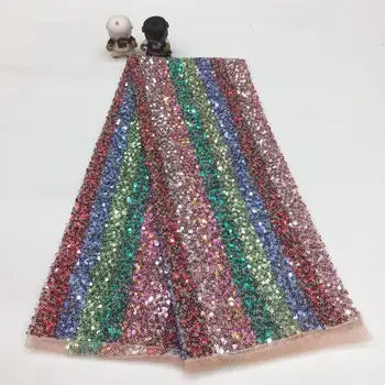 

2019 latest foam embroidery net African lace feel soft sequins foam embroidery Nigeria lace fabric DYS168