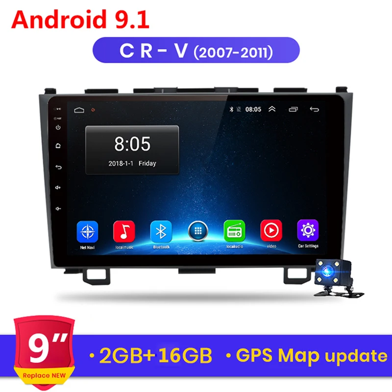 

2 Din 9 Inch Hd Car Radio Multimedia Player Android 9.1 GPS Navigation 2Din Autoradio Wifi Bluetooth for Honda CRV 2006-2011