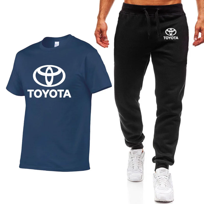 Модные летние мужские футболки с логотипом Toyota в стиле хип-хоп, Повседневная хлопковая футболка с коротким рукавом высокого качества, штаны, мужская одежда