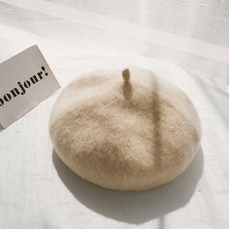 Женские весенне-Зимние береты, шляпа художника, стильная шляпа, женские шерстяные винтажные береты, одноцветная шапка, женская шапка, теплый берет для прогулок