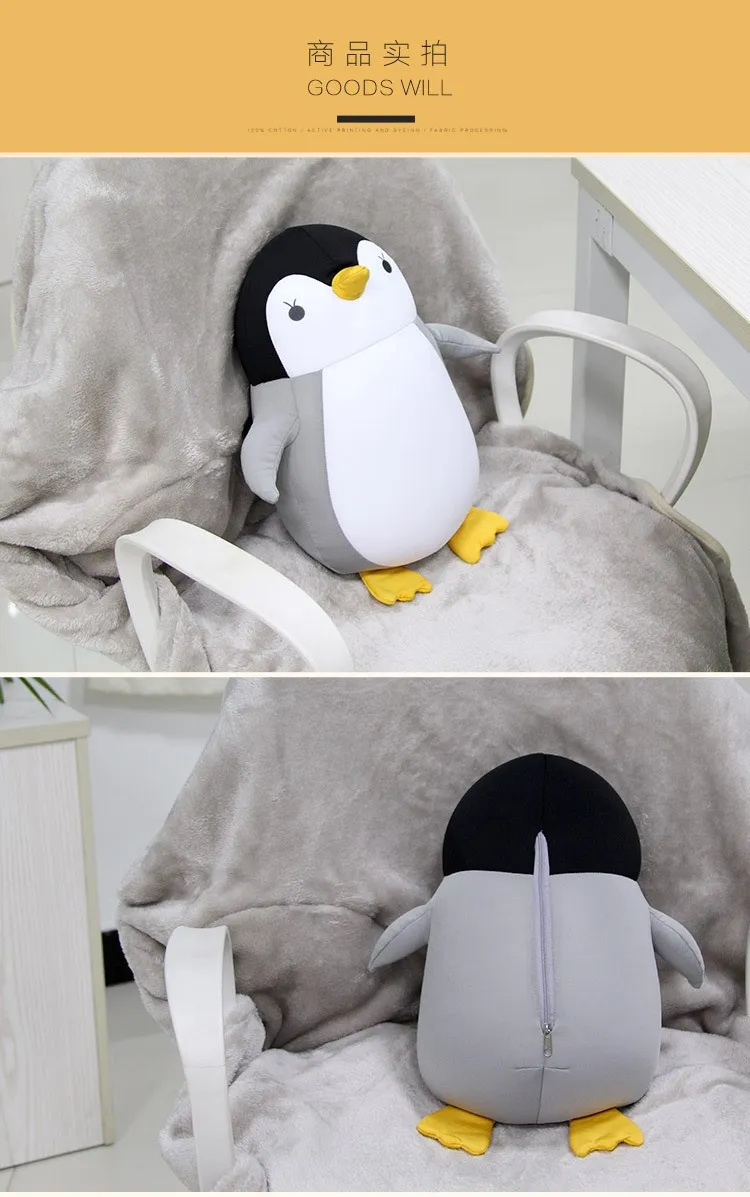 Kikkerland Dual Purpose-in-Pillow Multi-functional U-shaped Pillow Grains Penguin Neck Support Pillow-Transformation Pillow