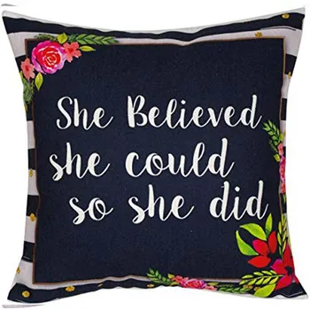

nspirational Quote Throw Pillow Cover, Decorative Throw Pillow Case Square 18X18 Inches with Inspirational Quote