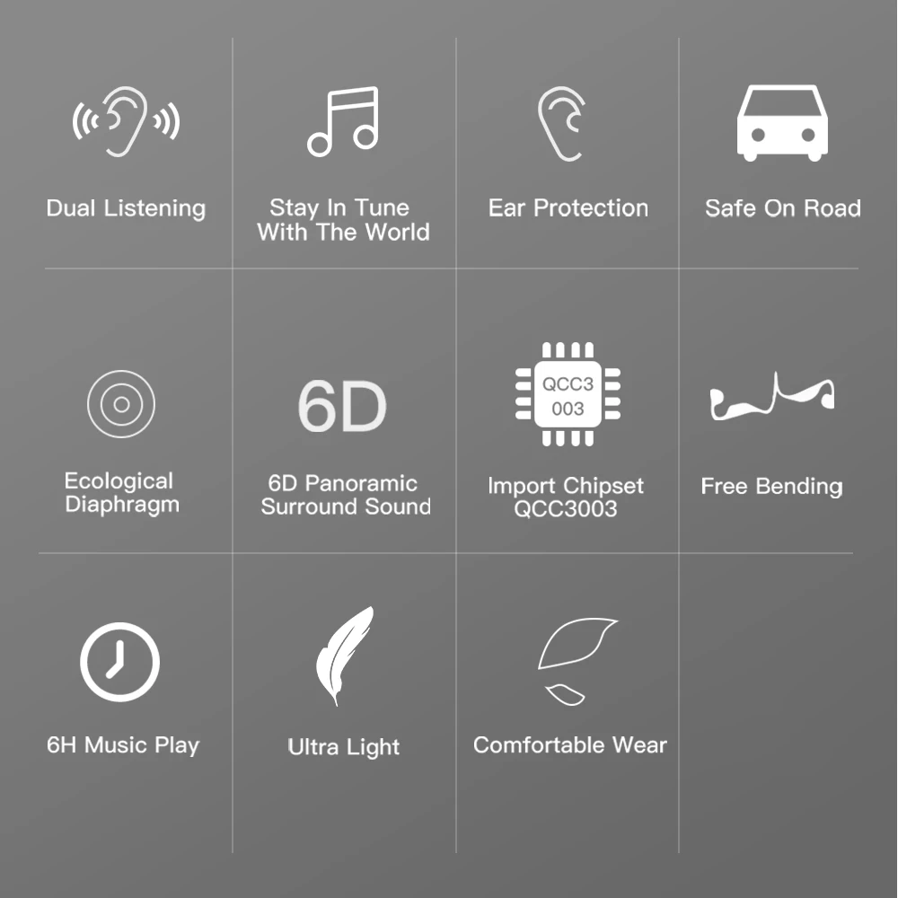 Căști Bluetooth 5.0 cu microfon, căști sport fără fir, stereo, impermeabile, cu inducție osoasă, pentru ciclism, alergare, drumeții_voghion.com