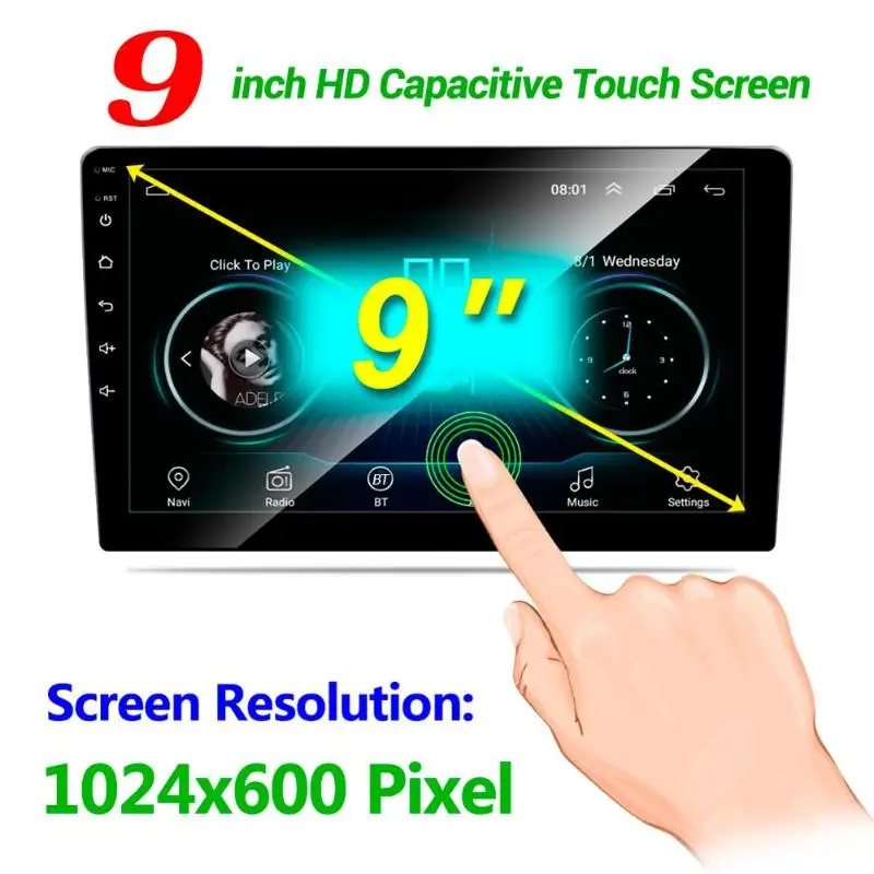 RK-A709 9 дюймов Сенсорный экран Android 8,1 автомобильный стерео BT GPS FM MP5 плеер