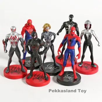 

7pcs/set The Avengers Super Hero Amazing Venom Spider Man Woman Scarlet Spider Action Figures Model Doll For Kids Gifts
