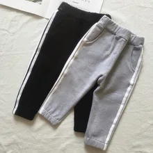 Chen/Одежда для младенцев; осенняя одежда для детей; Детские повседневные спортивные штаны; штаны для маленьких мальчиков с боковой кромкой и тремя рычагами для мальчиков