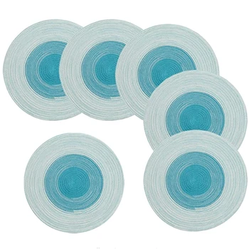 

Coaster Table Mat Ramie Insulation Pad Solid Round Design Placemats Linen Non Slip Washable 6 PCS Kitchen Accessories