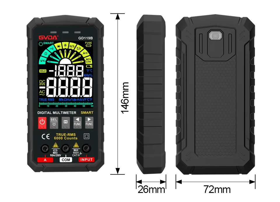 self centering tape measure Digital Multimeter Voltage Tester True RMS Capacitor 6000 Counts Transistor Meter AC DC Hz Ohm Tester NCV Universal Multimetro carpenter tape