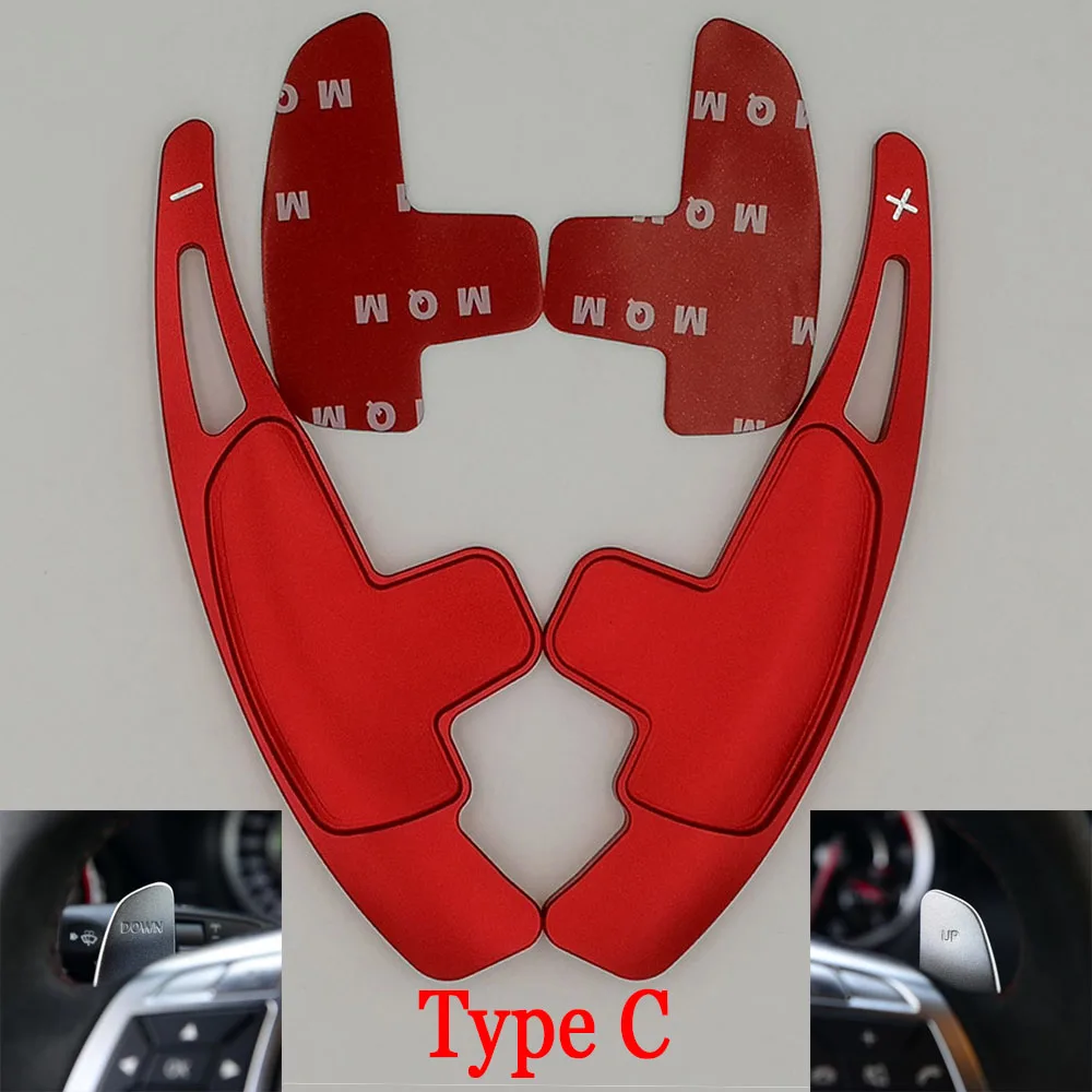 For Mercedes-Benz AMG Before C63 E63 A45 C65 GLA45 SL63 Car Steering wheel shift paddles Aluminum alloy car sticker styling - Цвет: Красный