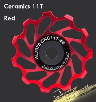 11T 13T MTB горный велосипед задний переключатель керамический сплав подшипник шкив Jockey колесо ЧПУ направляющий ролик Аксессуары для велосипеда - Цвет: Ceramics 11T Red