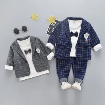 

Kids Boys Gentlemanly Plaid Suit Boy Formal Kids Wedding Clothes Elegant Boy Clothing Party 3piece Sets