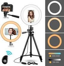 10 Selfie LED Ring Light with Tripod Stand Phone Holder for YouTube Photography Makeup Compatible with