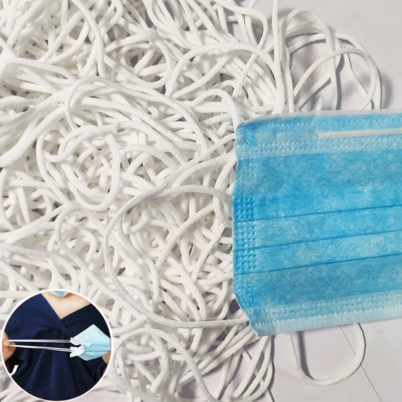 

3mm Mask Elastic Rope Face Mask Elastic Rubber Band Masks Ear Hanging Rope White Round Elastic Band for Clothes DIY Craft Sewing