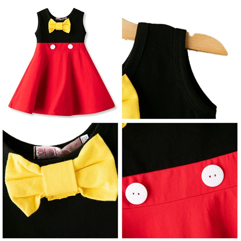 Новое нарядное платье с Минни Маус, Детские вечерние платья принцессы на день рождения для маленьких девочек, детская одежда с юбкой-пачкой в горошек, размер 2, 5, 7 лет