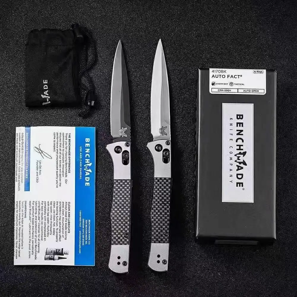 BENCHMADE268 Camping Knife Italian Mafia 4170BK Side Jump Automatic Multi-functional Folding Outdoor Knife Survival Safety Defense Pocket Knives EDC Tool