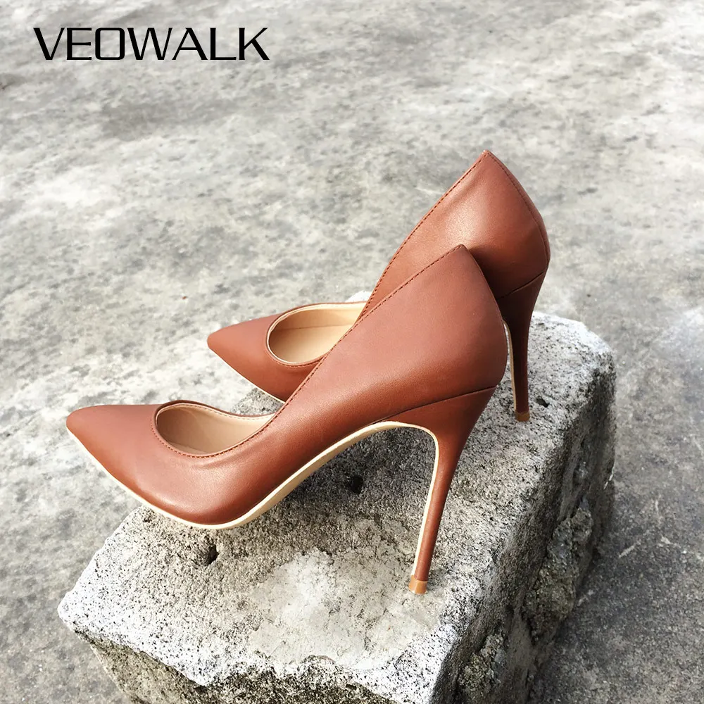 Женские туфли-лодочки Veowalk с острым носком ультратонкие туфли на высоком