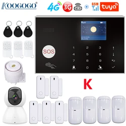 Kit système d'alarme de sécurité domestique sans fil, wi fi, 4G et 3G, 433MHz, contrôle par application Tuya, anti cambriolage, avec caméra IP PTZ 1080P, babyphone 
