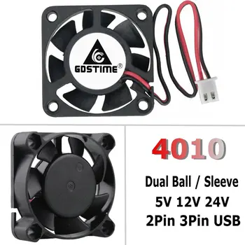 

10 PCS LOT Cooler 40x40x10mm 4010 2Pin 3Pin Dupont USB 5V 12V 24V 40mm 4cm DC Computer Case Brushless Cooling Fan Ball Sleeve
