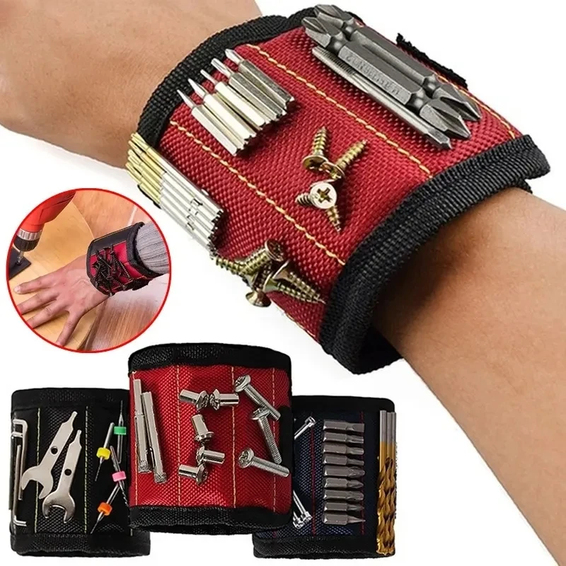 Pulsera magnética portátil para herramientas, bolsa para tornillos, tuercas de uñas, Kit de reparación de brocas, organizador de almacenamiento, nueva