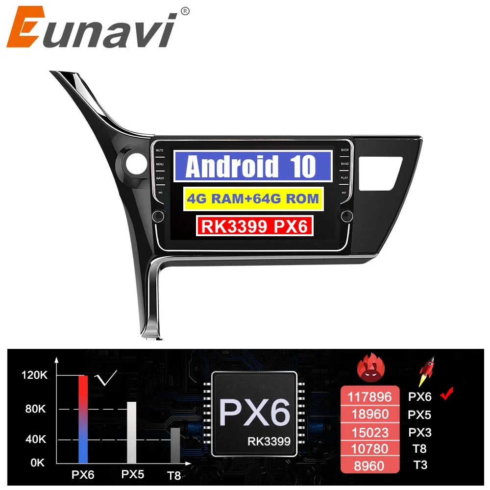 Eunavi Android 10 автомобильный мультимедийный плеер радио аудио стерео gps авто для Toyota